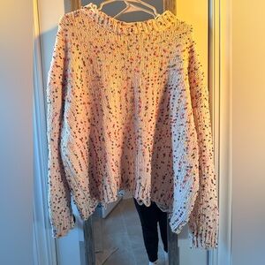 Entro Cream Knit Sweater with Multicolor Accents
